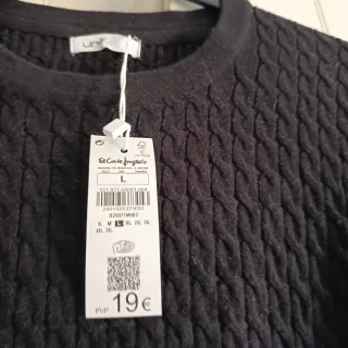 Jersey Lana punto trenzado Negro Talla L