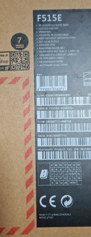 ASUS F515EA i5 24GB RAM 512GB SSD