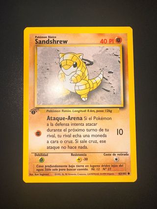 Cartas Pokémon Sandshrew y Onix 1ª Ed. 1999