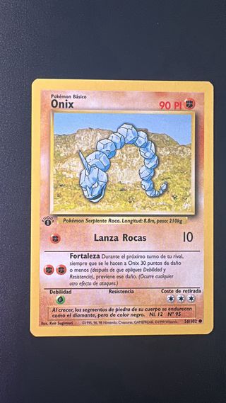Cartas Pokémon Sandshrew y Onix 1ª Ed. 1999