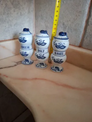 3 especieros sal, barbacoa y canela cerámica