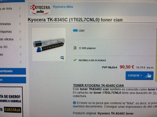 3 Tóner Kyocera TK-8345K Negro, azul y amarillo