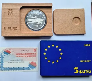Moneda 5 Euro Plata 1 Onza España 1997 Nieuport