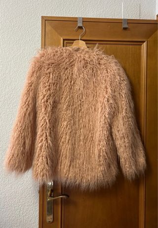 Abrigo pelo rosa H&M talla S