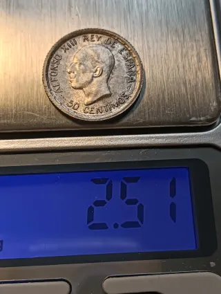 Moneda 50 Céntimos 1926 plata