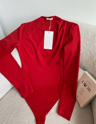 Body Zara franzidos vermelho