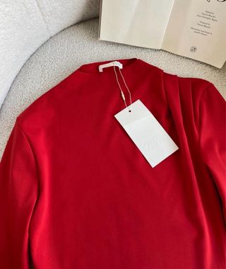 Body Zara franzidos vermelho