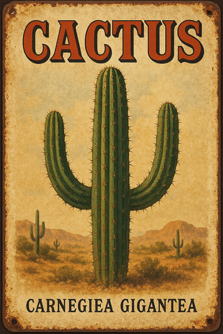Chapa Decorativa Vintage Cactus 20x30 cm