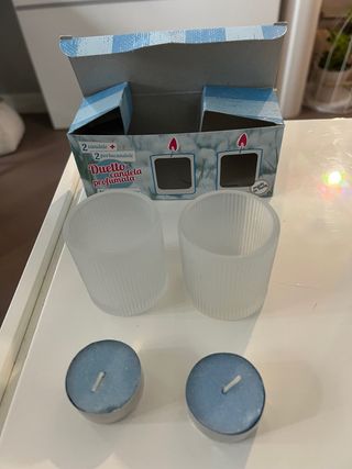 Set 2 candele profumate con portacandele