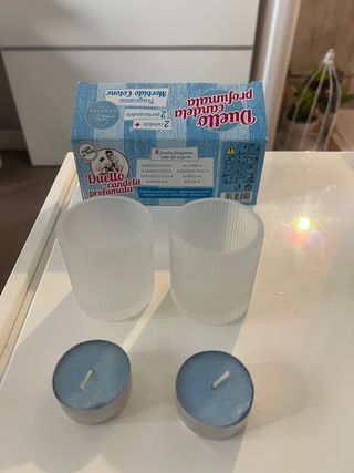 Set 2 candele profumate con portacandele