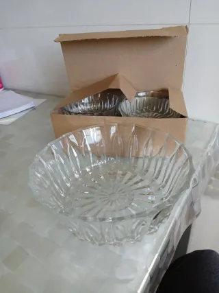 Juego cristal: cuenco grande y 6 pequeños