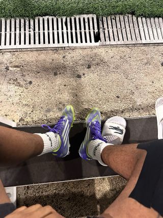 Botas de fútbol Adidas F50 moradas y verdes Ta-40