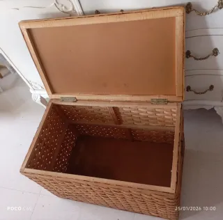 GRAN Baúl ratán mimbre y madera