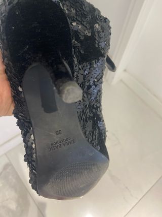 Botines Zara Talla 38 Brillantes Negros