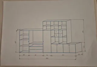 Mueble de salón de madera de fresno, color cerezo