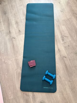 Esterilla Pilates Azul + 2 Pesas 1.5kg