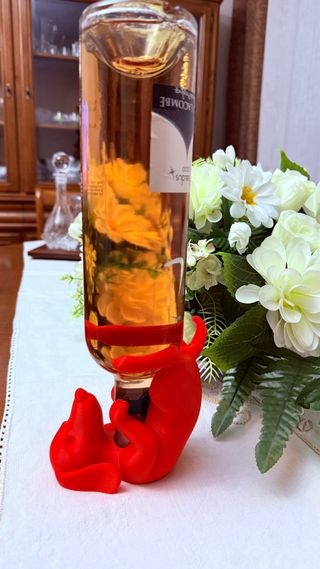 Cachorro Sostenedor Botella Vino Morado Rojo