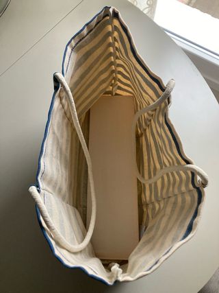 Bolso de tela El Ganso rayas azul y beige