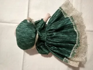 Bambola Vintage Ceramica Vestito Verde