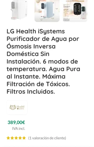 Purificador de agua Health Systems