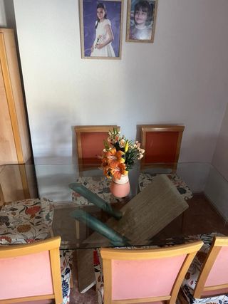 Mesa de comedor y 6  sillas cocina. Jardin etc