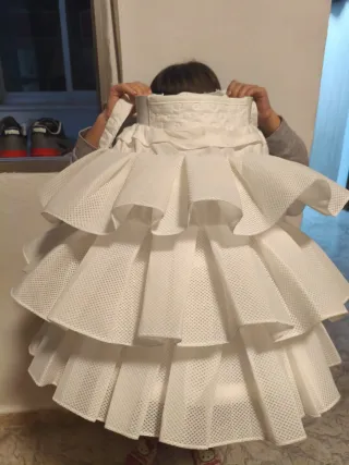 Cancán blanco volantes talla única