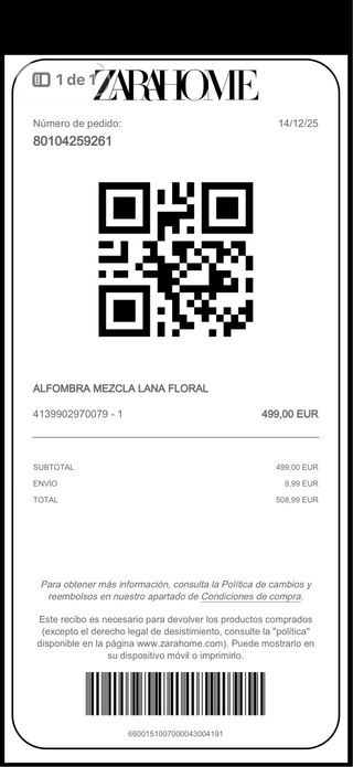 Alfombra Zara Home Lana Floral 3x2m