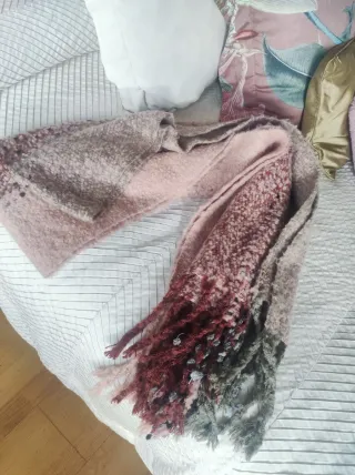 Maxi bufanda rosa palo-gris nueva