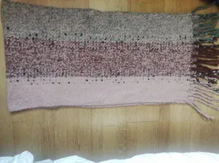 Maxi bufanda rosa palo-gris nueva