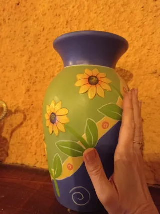 Jarrón decorativo flores cerámica