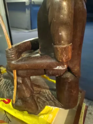 Statua Pescatore Legno Intagliato