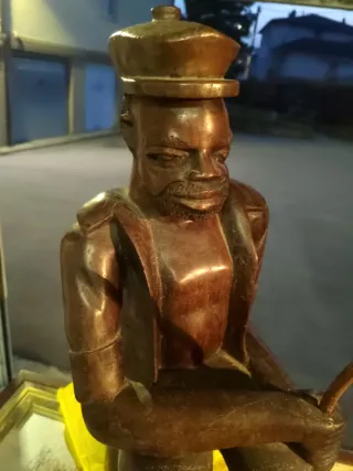 Statua Pescatore Legno Intagliato