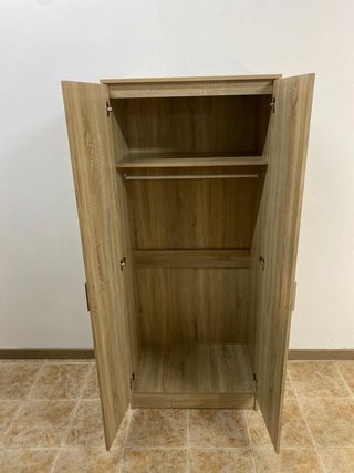 Armario básico de 2 puertas - 80 cm de ancho - Disponible en blanco o madera
