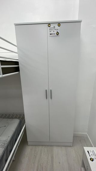 Armario básico de 2 puertas - 80 cm de ancho - Disponible en blanco o madera