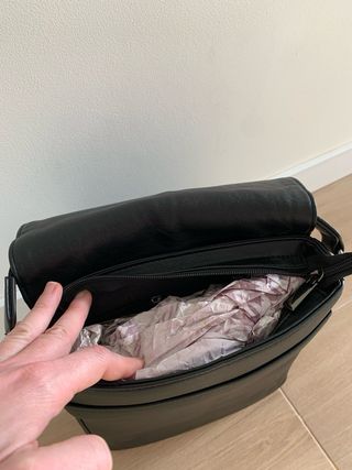 Bolso Bandolera Hombre Cuero Vegetal Negro