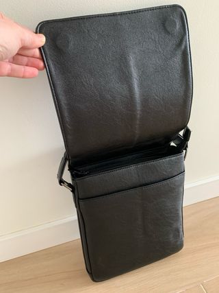 Bolso Bandolera Hombre Cuero Vegetal Negro