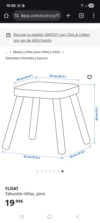 Mesa infantil madera con 2 taburetes FLISAT IKEA