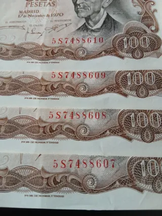 Lote 4 Billetes 100 Pesetas España 1970
