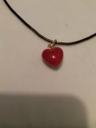 Colgante Corazón Coral Rojo y Oro
