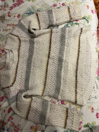 Sudadera Zara niña beige y gris Talla M