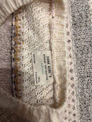 Sudadera Zara niña beige y gris Talla M