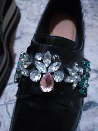 Mocasines Zara Joya Negros Talla 38