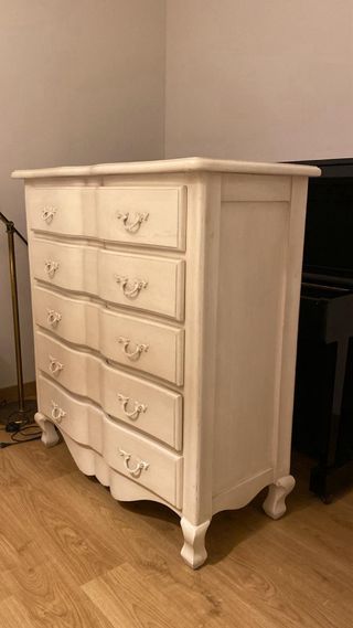 Cómoda de madera maciza con 5 cajones