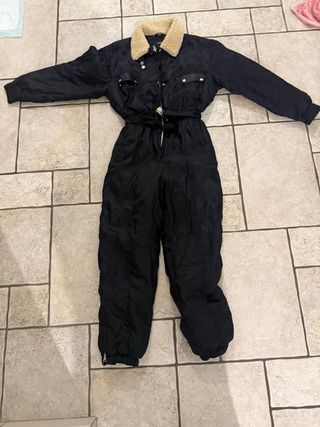 Nuova Tuta da neve nera con pelliccia