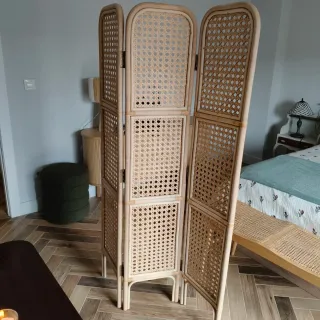Biombo de ratán natural