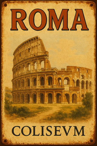 Chapa Decorativa Vintage Coliseo Roma 20x30
