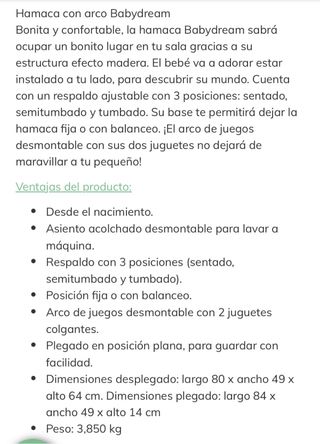 Hamaca para  bebé Vertbaudet