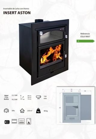 Estufa Insertable de leña Aston con Horno MAD2009