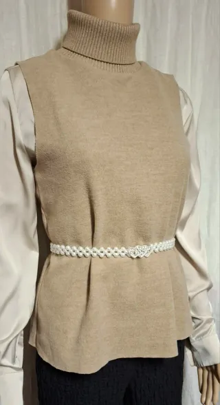 Maglione Zara senza maniche beige