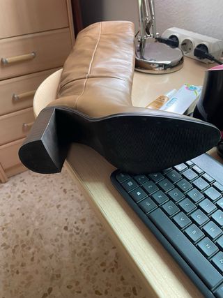Botas Zara Marrones Tacón de piel